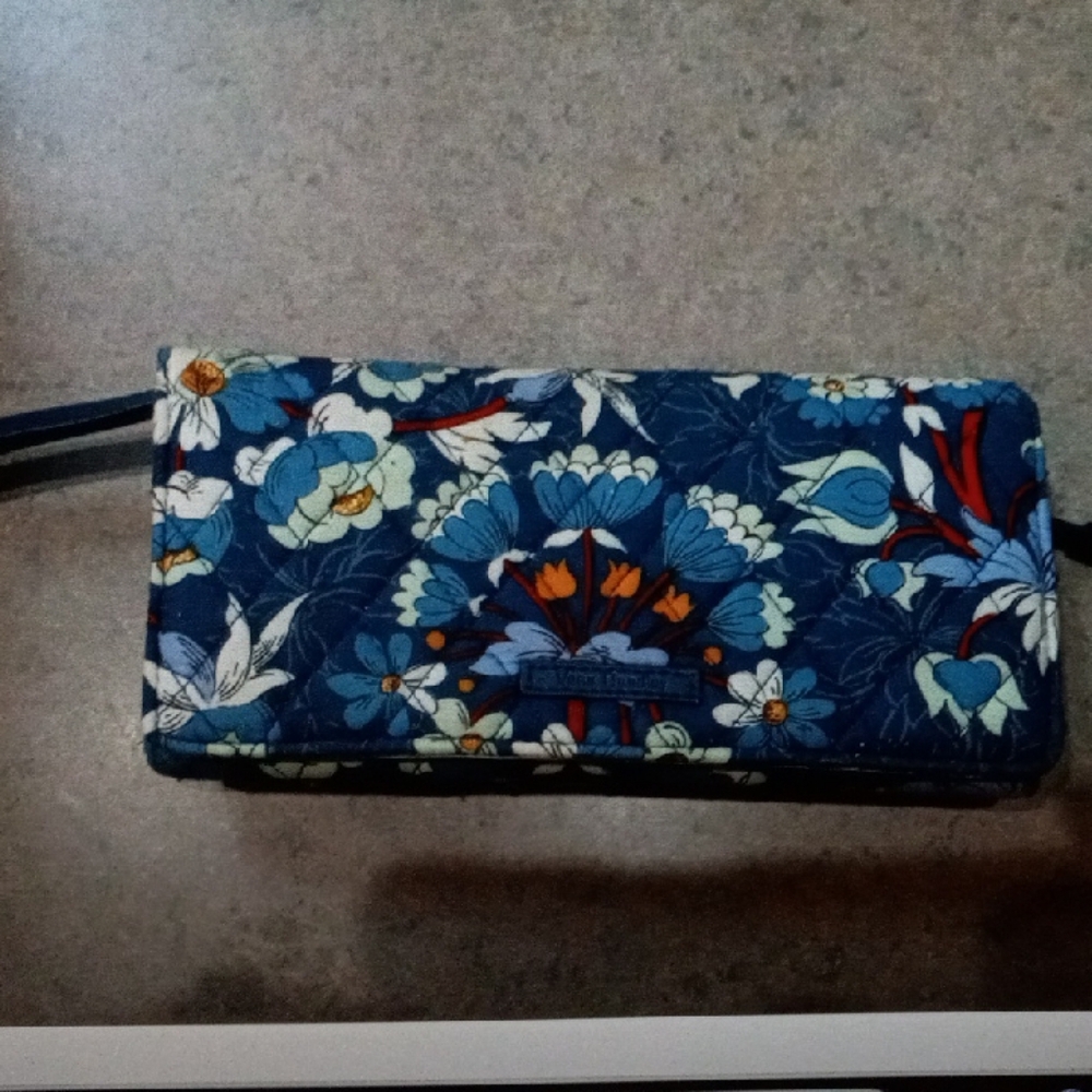 Floral Blue Wristlet
